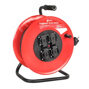 Удлинитель на катушке Гефест 2.0 4 гнезда 20 с заземлением и предохранителем КГ 3*2,5 16А/3,5к ВтIP44 PROxima - фото 1