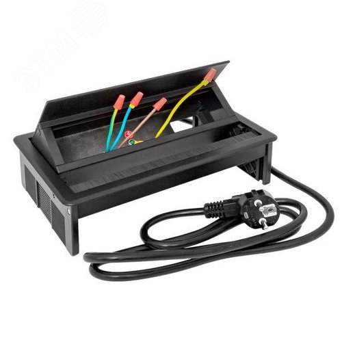 Встраиваемый настольный розеточный блок выдвижной, 8 модулей, черный, C-Line - фото 7