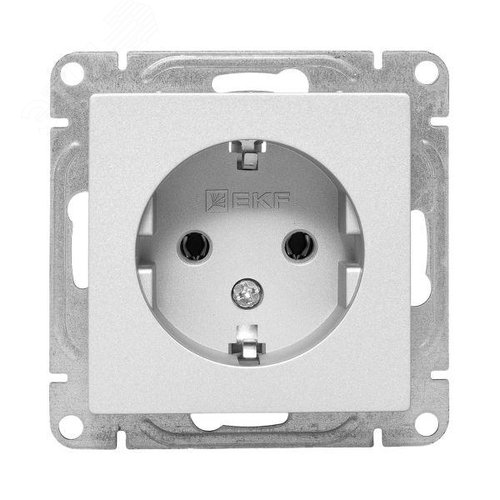 Эпика Механизм розетки 16А с заземлением без шторок алюминий EKF - фото 2