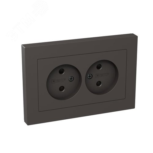 Механизм розетки двойной  16А  без заземления  со шторками  с рамкой  мокко Эпика EKF - фото 2