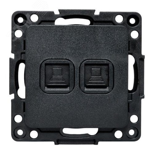 Стокгольм Механизм Розетки RJ-45 2-местной черный EKF - фото 2