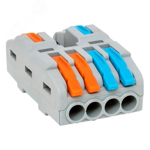 Строительно-монтажная клемма СМК 222-424 разветвительная 4 выхода 0,08-4 мм2 EKF - фото 1