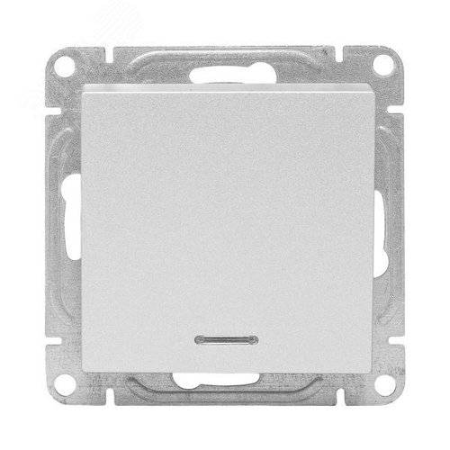 Эпика Механизм выключателя 1кл. с подсветкой алюминий EKF - фото 2