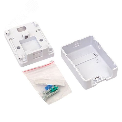 Корпус настенной розетки TERACOM PRO на 1 модуль Keystone со шторкой и маркером белый - фото 7