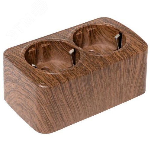 Розетка двухместная ОП Минск 16А с заземлением темное дерево - фото 6