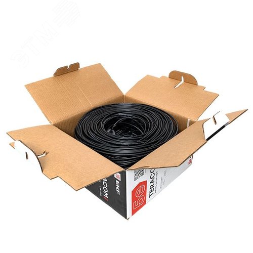 Витая пара TERACOM PRO 5E F/UTP 4 пары solid OUT 24AWG LDPE черный 305м - фото 6