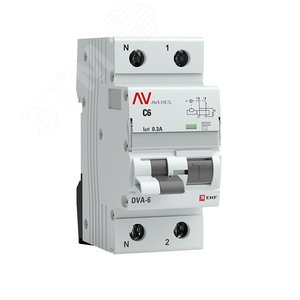 Автомат дифференциальный DVA-6 1P+N 6А (C) 300мА (AC) 6кА AVERES rcbo6-1pn-6C-300-ac-av EKF