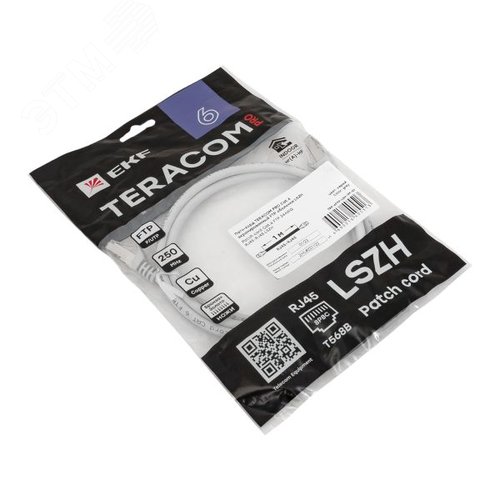 Патч-корд TERACOM PRO Cat.6 экранированный FTP оболочка LSZH серый (1.0м) - фото 4