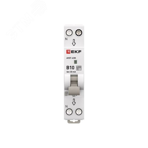 Выключатель автоматический дифференциального тока АВДТ-63М 1P+N (18 м) 10А 30мА характеристика B тип АС электронный 6кА PROXIMA - фото 3