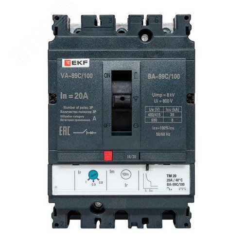 Выключатель автоматический трехполюсный ВА-99C 100/20А 35кА - фото 1