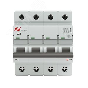 Выключатель автоматический AV-6 4P 25A (C) 6kA AVERES - фото 2