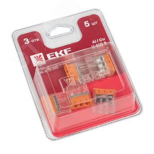 Изображение товара Строительно-монтажная клемма СМК 2273-243 (с пастой) 3 отверстия 0,5-2.5 мм2 блистер (5шт.) PROxima (упак)