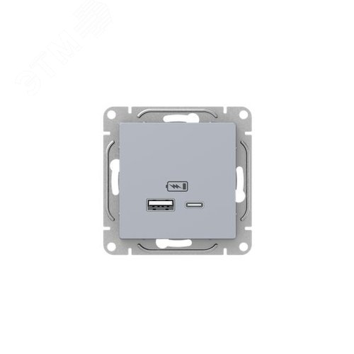 Механизм розетки USB-A+С, алюминий Эпика EKF - фото 1