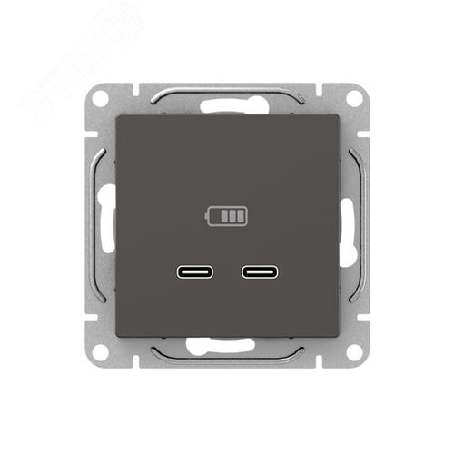 Механизм розетки USB-C - 2шт  мокко Эпика EKF - фото 1