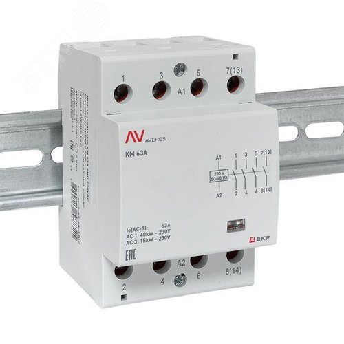 Контактор модульный КМ 63А 4NO 230VAC (3 мод.) AVERES - фото 2