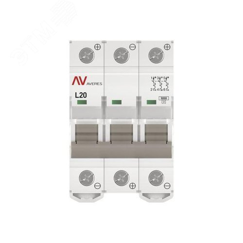 Выключатель автоматический AV-10 DC 3P 20A (L) 10kA AVERES - фото 3