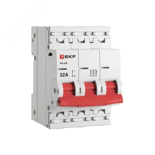 Изображение товара Выключатель нагрузки (ВН) трехполюсный 3P 32А ВН-63N S63332 PROXIMA EKF (шт)