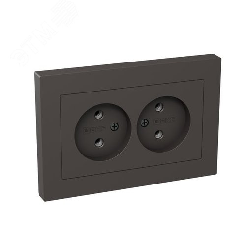 Механизм розетки двойной  16А  без заземления  без шторок  с рамкой  мокко Эпика EKF - фото 2