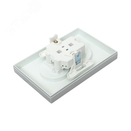 Эпика Механизм розетки двойной 16А без заземления со шторками с рамкой алюминий EKF - фото 7