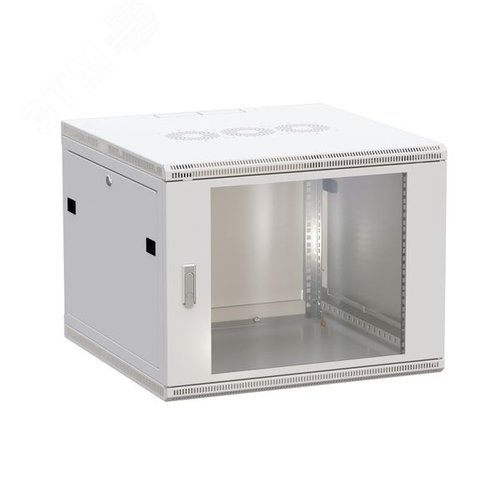 Шкаф настенный 19'' TERACOM PRO 6U 600х450 мм дверь стеклянная с замком-ручкой серый - фото 1