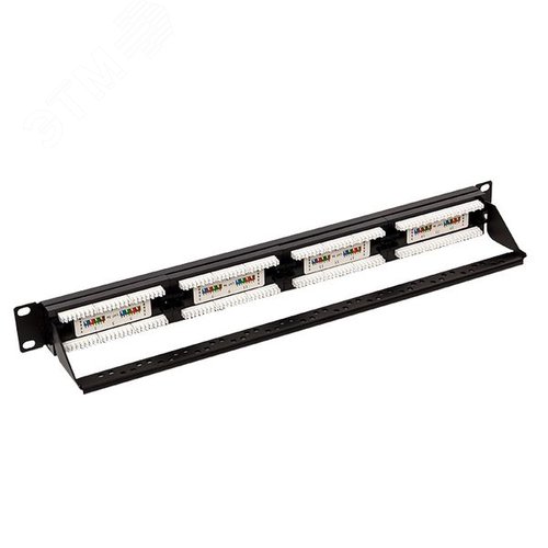 Патч-панель TERACOM PRO 19'' Cat.5E 1U неэкранированная UTP 24 порта RJ-45 Dual IDC с органайзером - фото 6