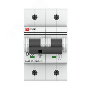 Автоматический выключатель ВА 47-125 2P 80А (D) 15кА PROxima mcb47125-2-80D EKF - 2