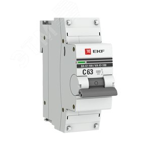 Автоматический выключатель ВА 47-100 1P 63А (C) 10kA PROxima mcb47100-1-63C-pro EKF