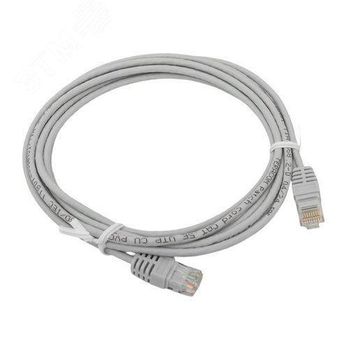 Патч-корд TERACOM Cat.5E (1Гбит/с) неэкранированный UTP оболочка PVC серый (3м) - фото 1