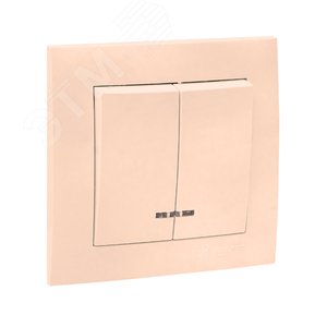 Валенсия выключатель 2-кл. 10А кремовый с индикатором - фото 2