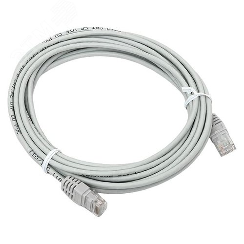 Изображение товара Патч-корд TERACOM Cat.5E (1Гбит/с) неэкранированный UTP оболочка PVC серый (5м) (шт)