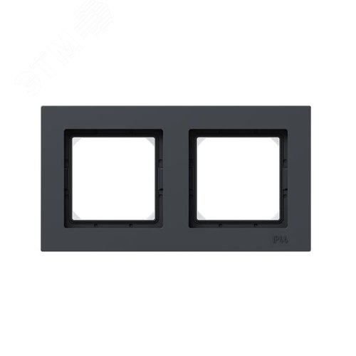 Рамка 2-местная IP44  графит.  пластик Эпика EKF - фото 1