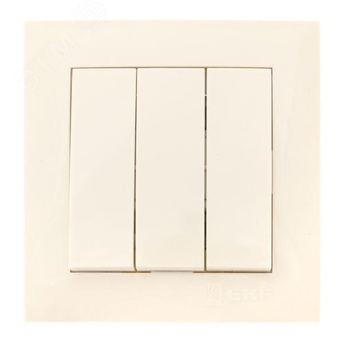 Валенсия выключатель 3-кл. 10А кремовый - фото 1