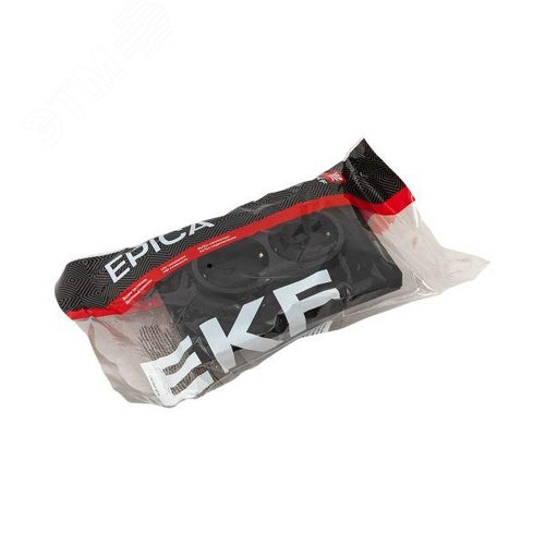 Эпика Механизм розетки двойной 16А с заземлением со шторками с рамкой черный EKF - фото 8