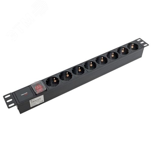 Блок розеток PDU TERACOM PRO 19'' 1U 10А/250В 8 розеток Schuko с выключателем без шнура питания входной разъем C14 корпус алюминий черный - фото 5