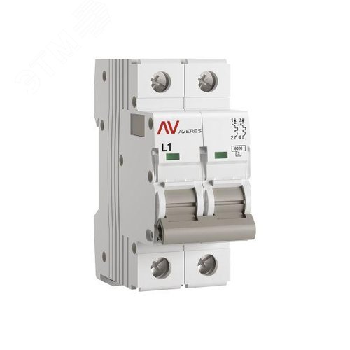 Выключатель автоматический AV-6 2P 1A (L) 6kA AVERES - фото 1