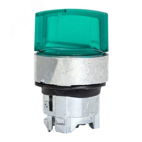 Исполнительный механизм переключателя SB4 зеленый на 2 положения возвратный без фиксации, с подсветкой с короткой ручкой IP65 - фото 6
