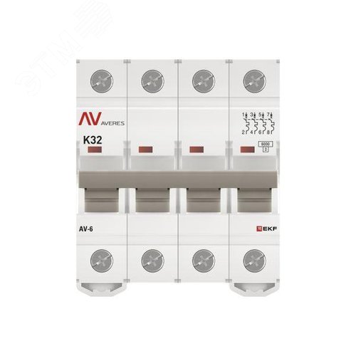 Выключатель автоматический AV-6 4P 32A (K) 6kA AVERES - фото 4