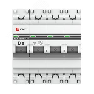 Выключатель автоматический четырехполюсный 8А D ВА47-63 4.5кА PROxima - фото 3