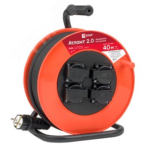 Удлинитель на катушке 'Атлант 2.0' 4 гнезда 40м с заземлением ПВС 3x1.5 16А/3.5кВт IP44 PROxima - фото 1
