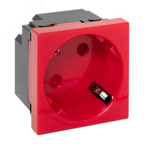 Изображение товара Розетка 45х45 с зазем. 45 градусов, быстрозажимные клеммы, красная EKF (шт)