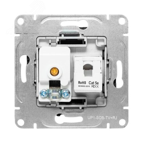 Механизм розетки TV+RJ45 (cat5), чёрный Эпика EKF - фото 4