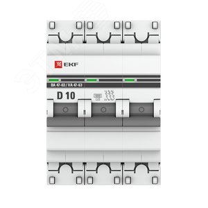 Автоматический выключатель ВА 47-63 6кА 3P 10А (D) PROxima mcb4763-6-3-10D-pro EKF - 2