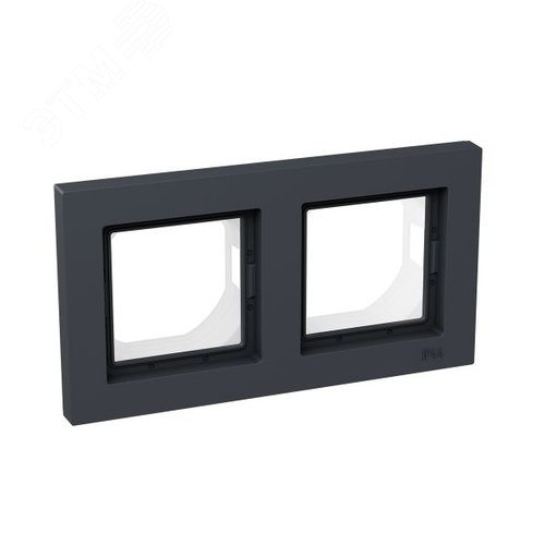 Рамка 2-местная IP44  графит.  пластик Эпика EKF - фото 2