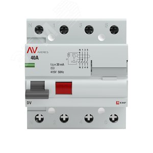 Устройство защитного отключения DV 4P 40А/ 30мА (AC) AVERES rccb-4-40-30-ac-av EKF - 2