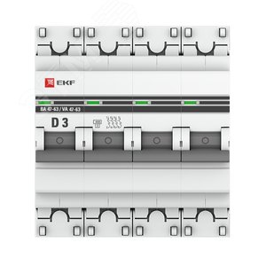 Выключатель автоматический четырехполюсный 3А D ВА47-63 4.5кА PROxima - фото 2