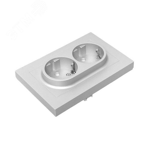 Эпика Механизм розетки двойной 16А с заземлением со шторками с рамкой алюминий EKF - фото 6