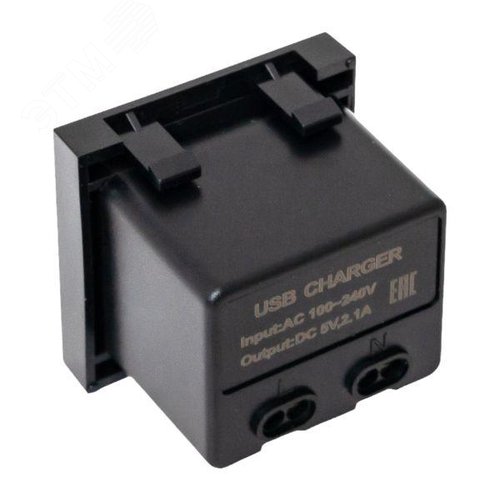 Розетка USB A+C, 2.1А, 2 гнезда, без индикатора, черная, матовая EKF - фото 7