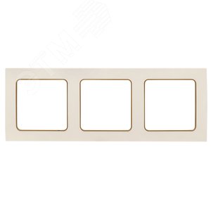 Стокгольм Рамка 3-местная белая с линией цвета шампань - фото 1