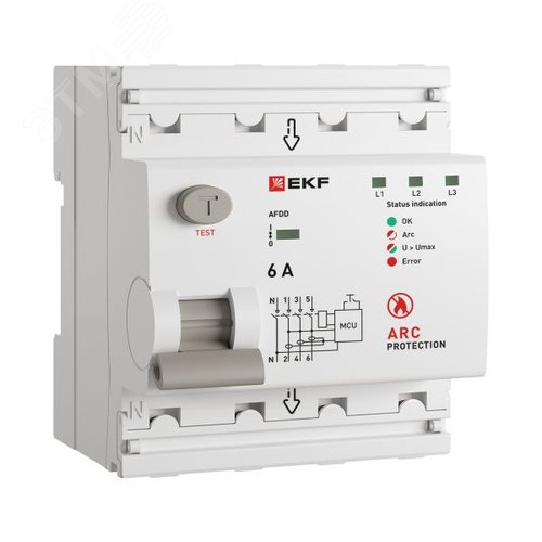 Устройство защиты от дугового пробоя (УЗДП) 3P+N 6А PROXIMA EKF - фото 3