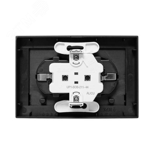 Эпика Механизм розетки двойной 16А IP44 с заземлением со шторками с рамкой с крышками черный EKF - фото 2